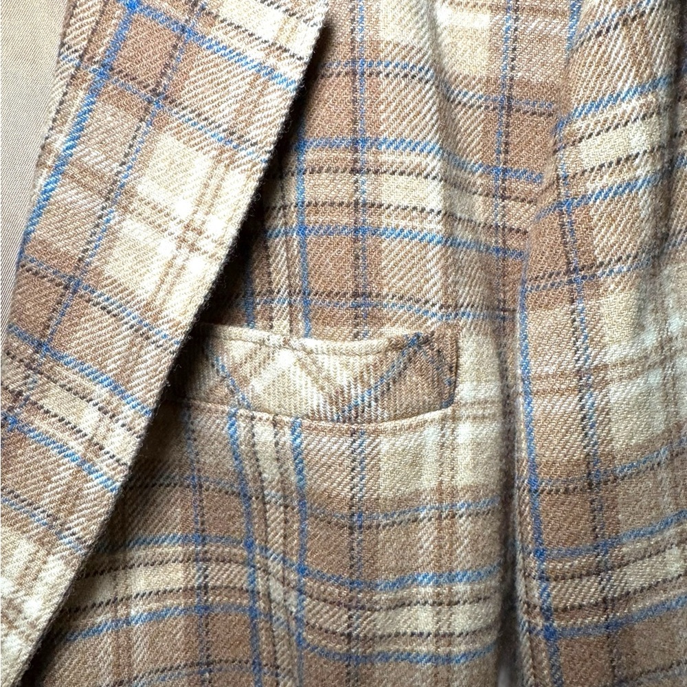 Pendleton Tan And Brown Plaid Blazer Sz Lg Large … - image 3